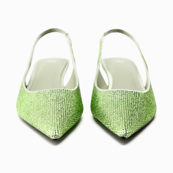 RHINESTONE KITTEN HEEL SLINGBACK SHOES - Picture 1 of 8